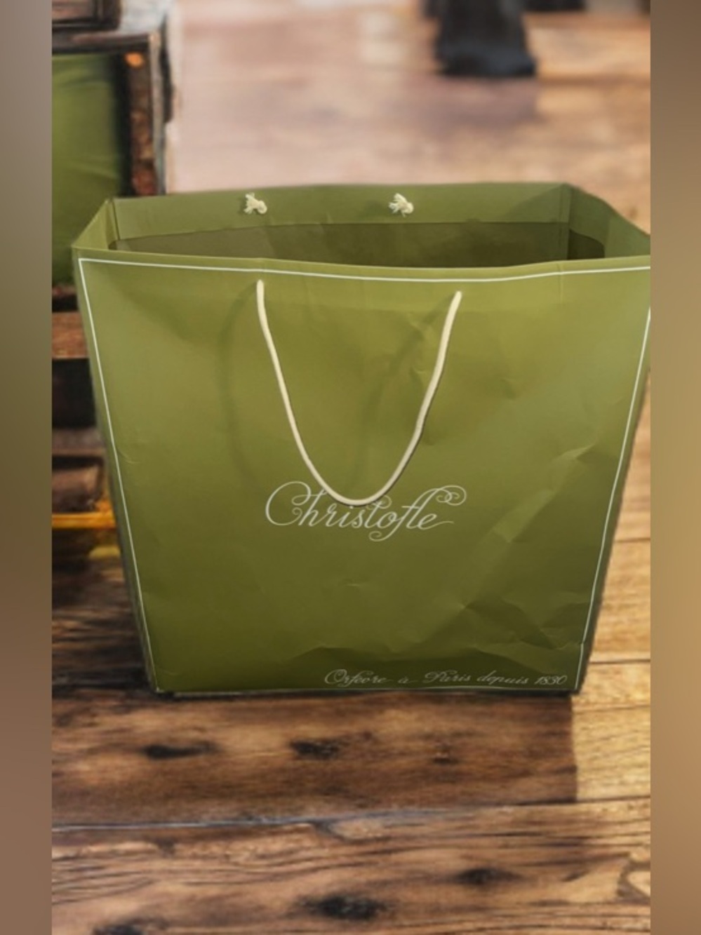 Christofle Olive Green Shopping Bag